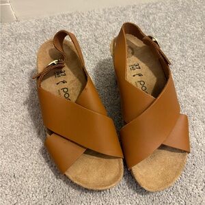 Like New Birkenstock Papillio Samira Natural Leather Sandals Ginger Brown Sz W6